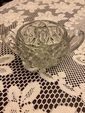 Antique American Brilliant Period Crystal Sugar Bowl with Handles